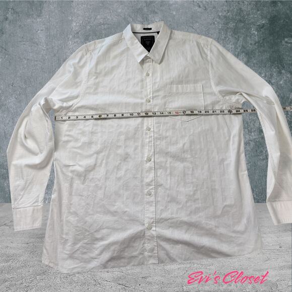 Guess Men's Long Sleeve Shirt Button Up Collared White in White Pattern XXL - Picture 4 of 10